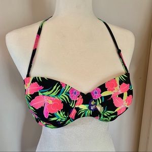 Neon floral bikini top